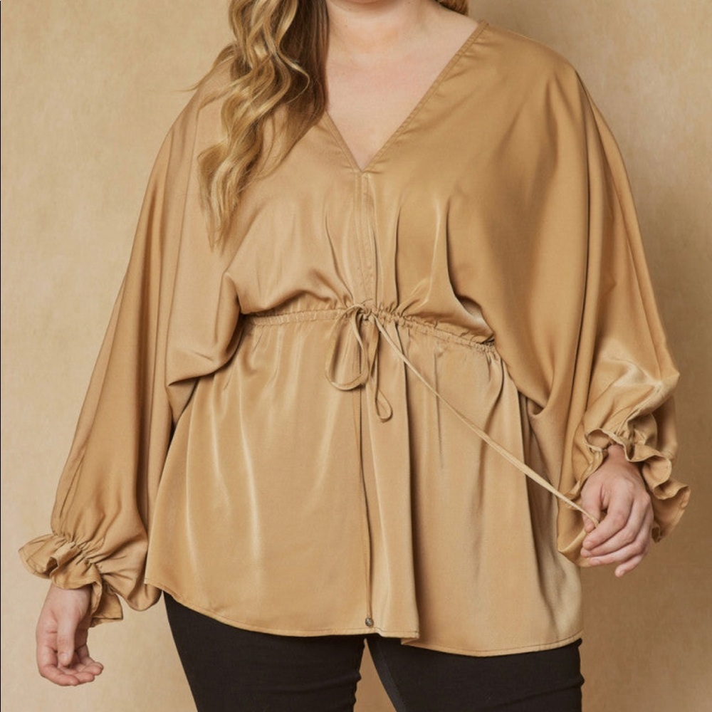 Coffee Satin Top, Non-sheer